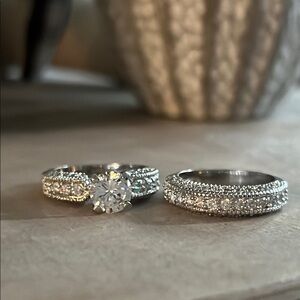 Elegant Sterling Silver Women's Ring Set